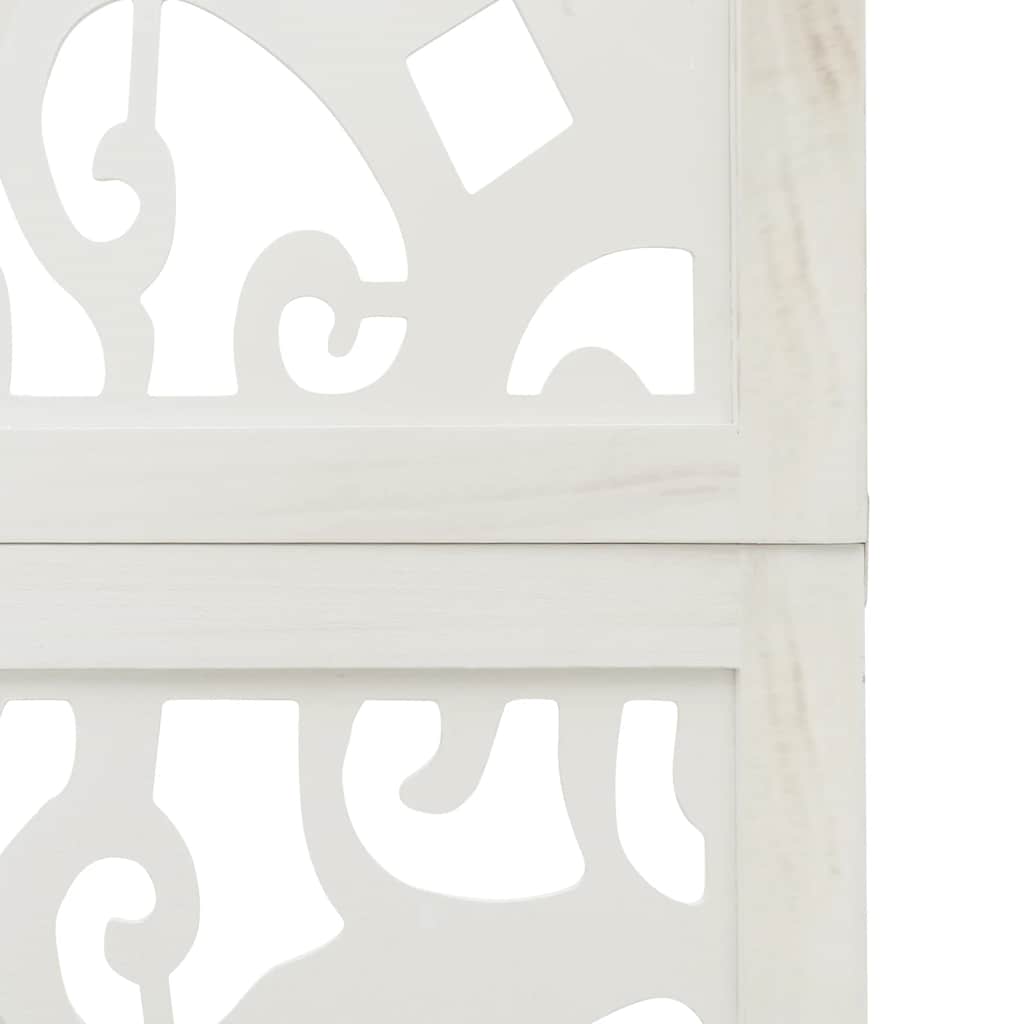 Room Divider 5 Panels White Solid Wood Paulownia